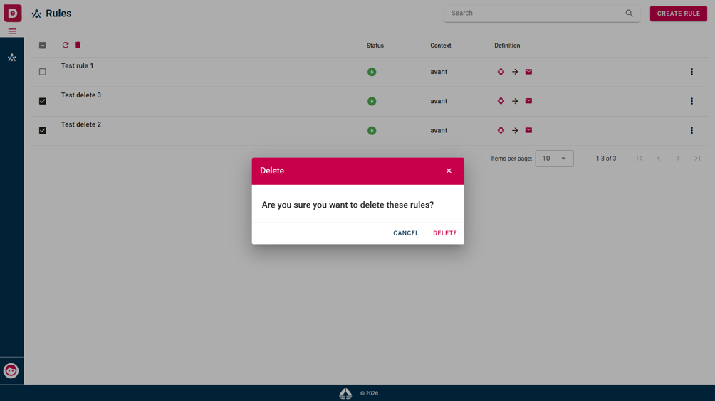 Modal window multiple deletion