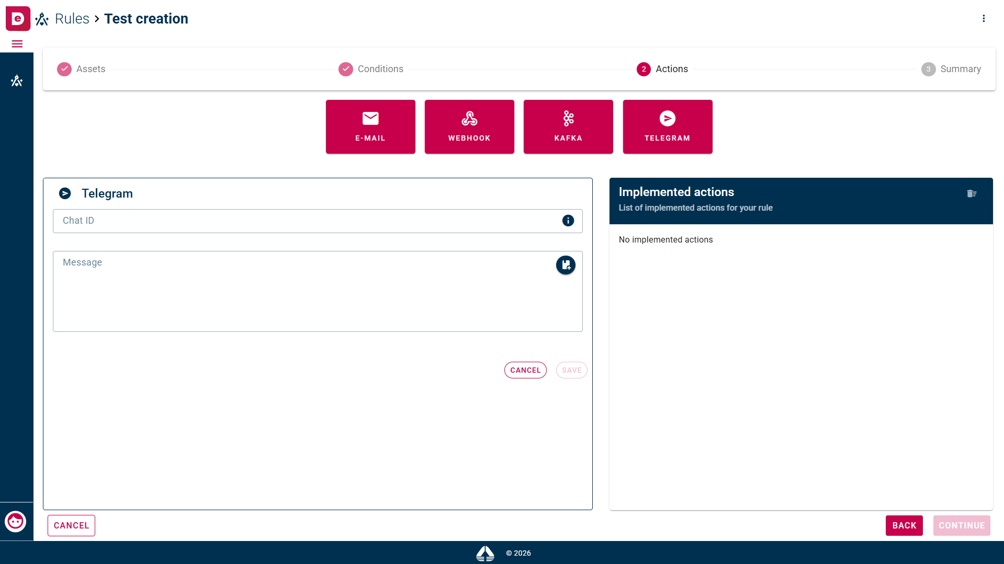 Telegram configuration fields
